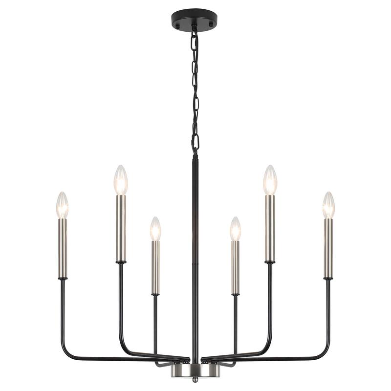 6-Light W26.18" x H66.92" Candle Chandelier for Living Room Kitchen Island