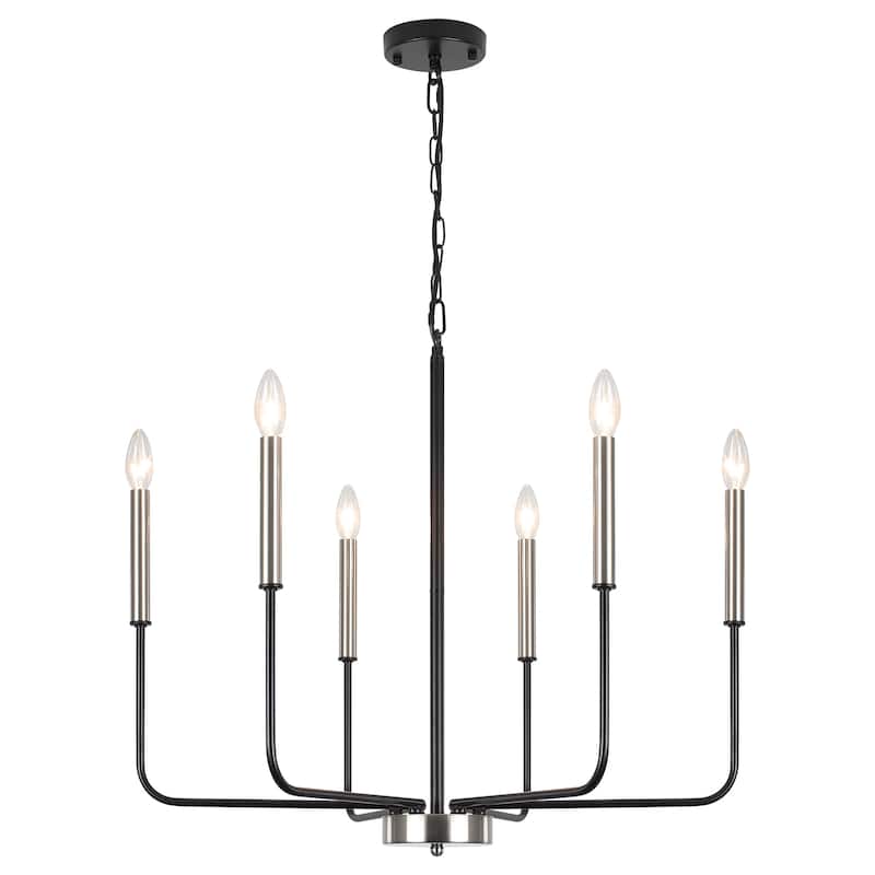 Modern 6-Light Candle Chandelier Classic Ceiling Light for Dining Room Kitchen Island - N/A