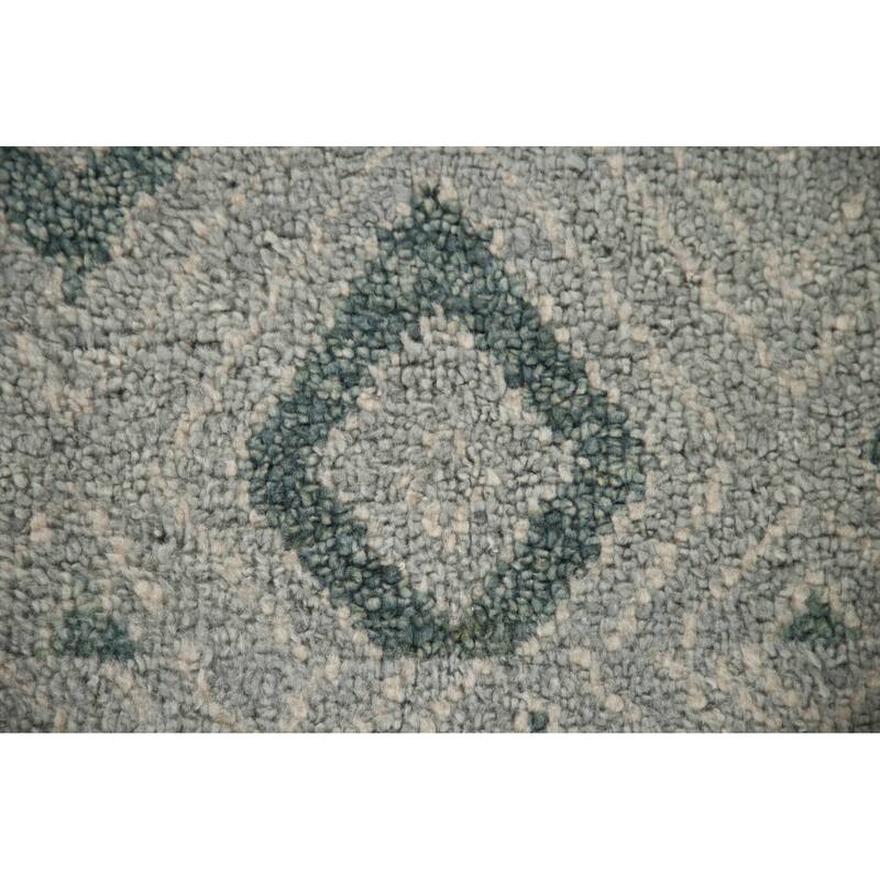 Gray & Green Moroccan Indian Area Rug Handmade Wool Carpet - 4'9"x 8'1"