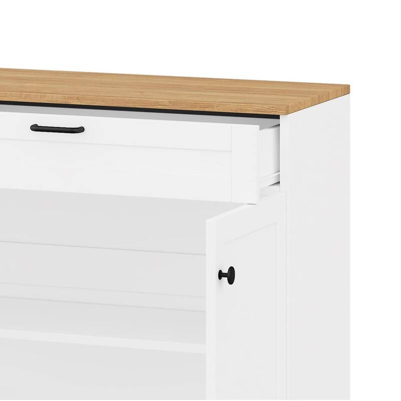Farmhouse TV Stand with 2 Drawers for TVs Up to 70", Versatile Wood Grain Sideboard with Adjustable Shelves, Media Console