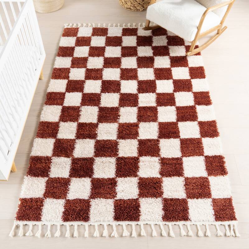 Nuloom Carlisha Contemporary Checkered Area Rug - 2'6" x 12' Runner - 2'6" x 12' Runner - Red
