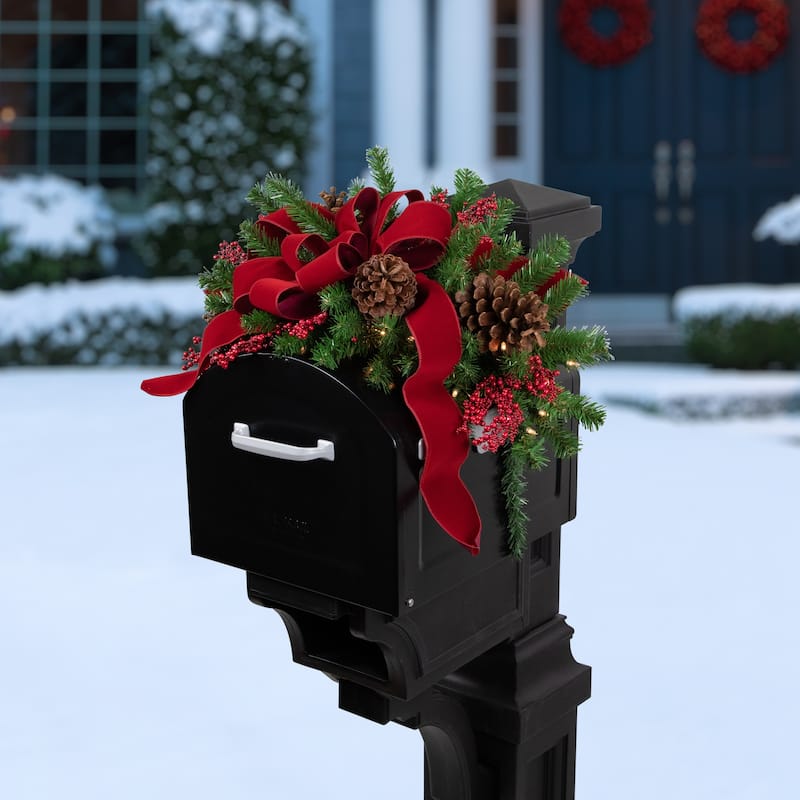 28" Pre-Lit Dorchester Pine Artificial Christmas Swag Clear Lights