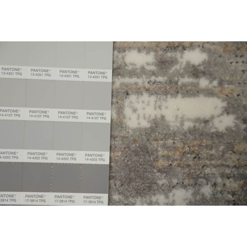 Machine Made Oriental Polyester Carpet Modern Abstract Greys & Charcoal Abstract Area Rug - 7' 5'' X 5' 2''
