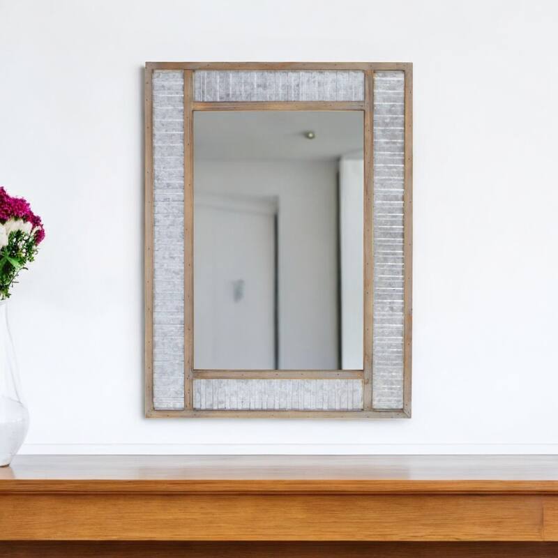 HomeRoots 32" Brown Framed Accent Mirror - 24 - 24 - Brown