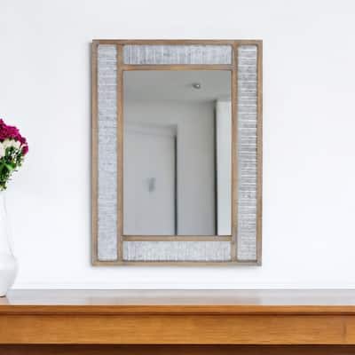 HomeRoots 32" Brown Framed Accent Mirror - 24