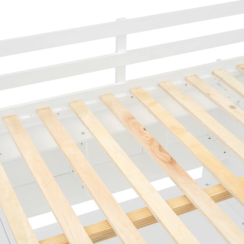 Storage Loft Bed Frame with Desk, Wardrobes, 4 Drawers and Bookshelves