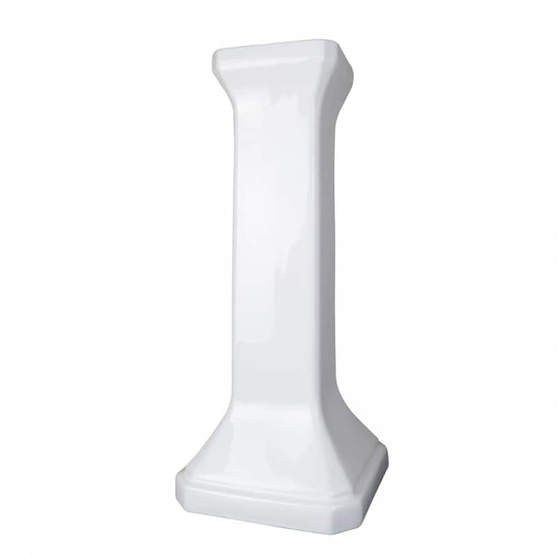 White Pedestal Sink 32" with 8" Chrome Faucet, P-Trap and Drain - White