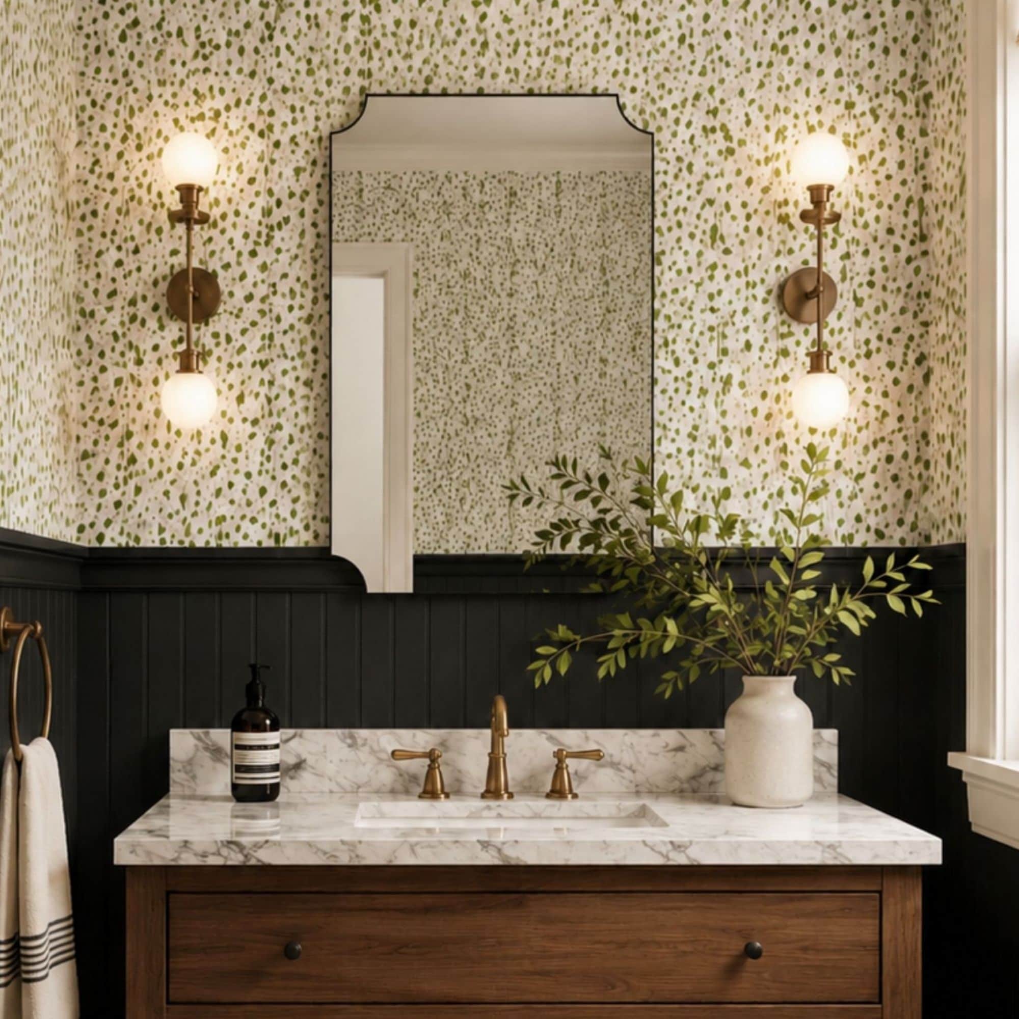 TEHOME Parisian Scalloped Bathroom Mirrors, Metal Framed Vanity Mirror for Bathroom