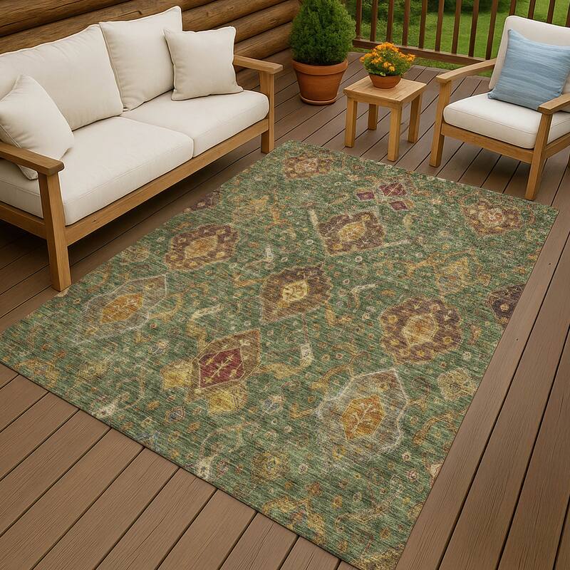 Machine Washable Indoor/ Outdoor Traditional Venetian Chantille Rug