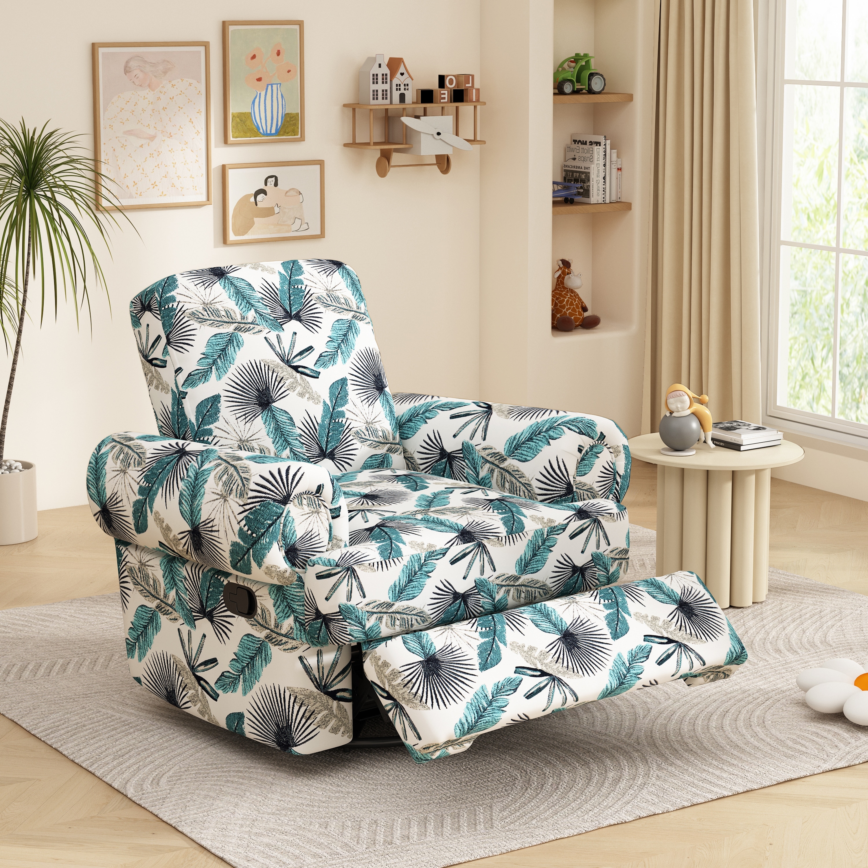 Manual Recliner Sofa Swivel Recliner Rocker Chair with Adjustable Backrest for Living Room, Bedroom, or Nursery