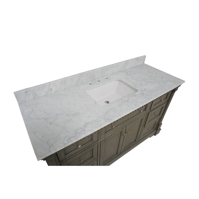 KitchenBathCollection Sydney 60" Single Bathroom Vanity with Carrara Marble Top