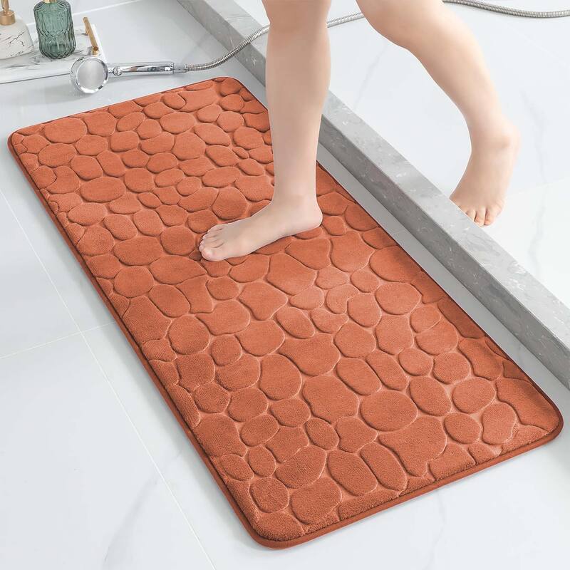 Memory Foam Runner Bath Mat Pebble Design 48x18