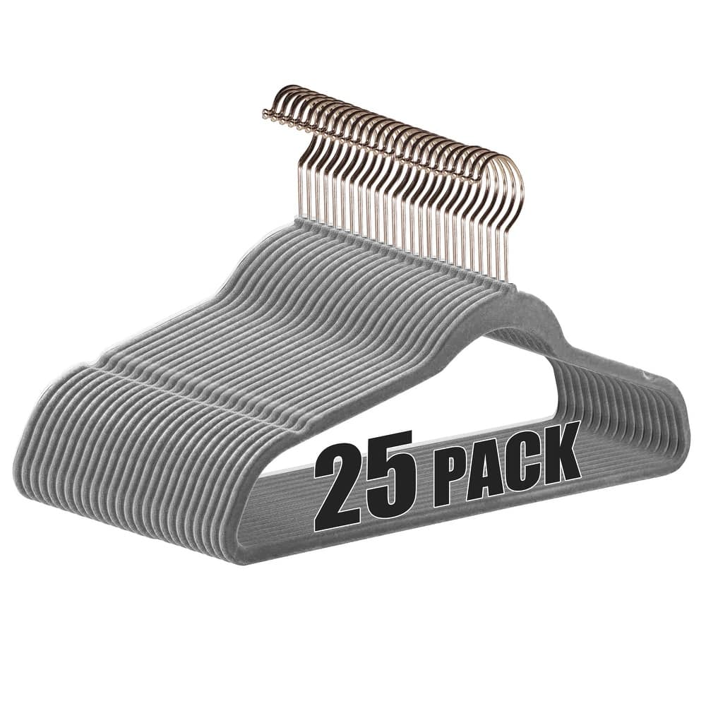 VECELO Mackaylee Velvet Hangers, Non Slip Standard Clothes Hanger Set, Heavy Duty Ivory Hangers(30/50/60/100 Pack)