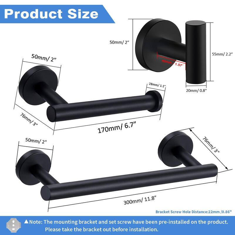 AITINKAN 3-Piece Bath Hardware Set Towel Holder Set in Stainless Steel