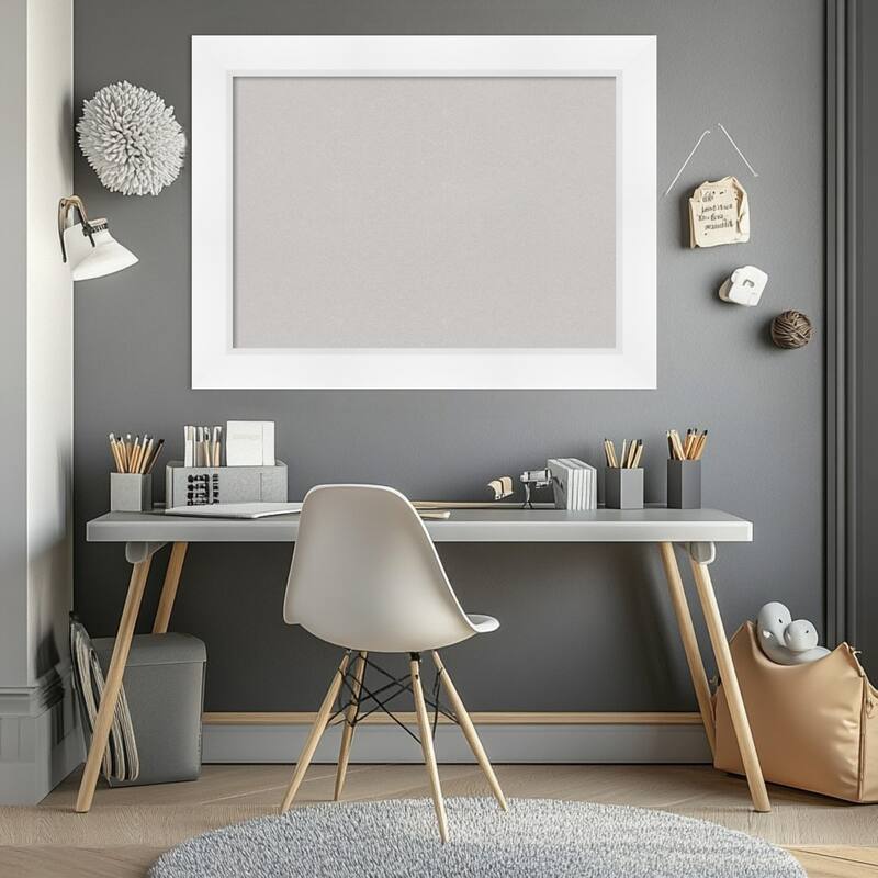 Sloped White Framed Cork Board - Bulletin Board, Organization Board, Pin Board