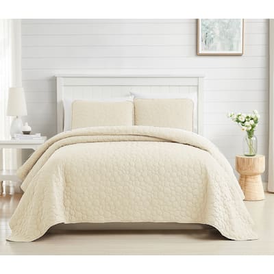 Southshore Fine Linens 3-peice Solid Pebbles Quilt and Sham Set