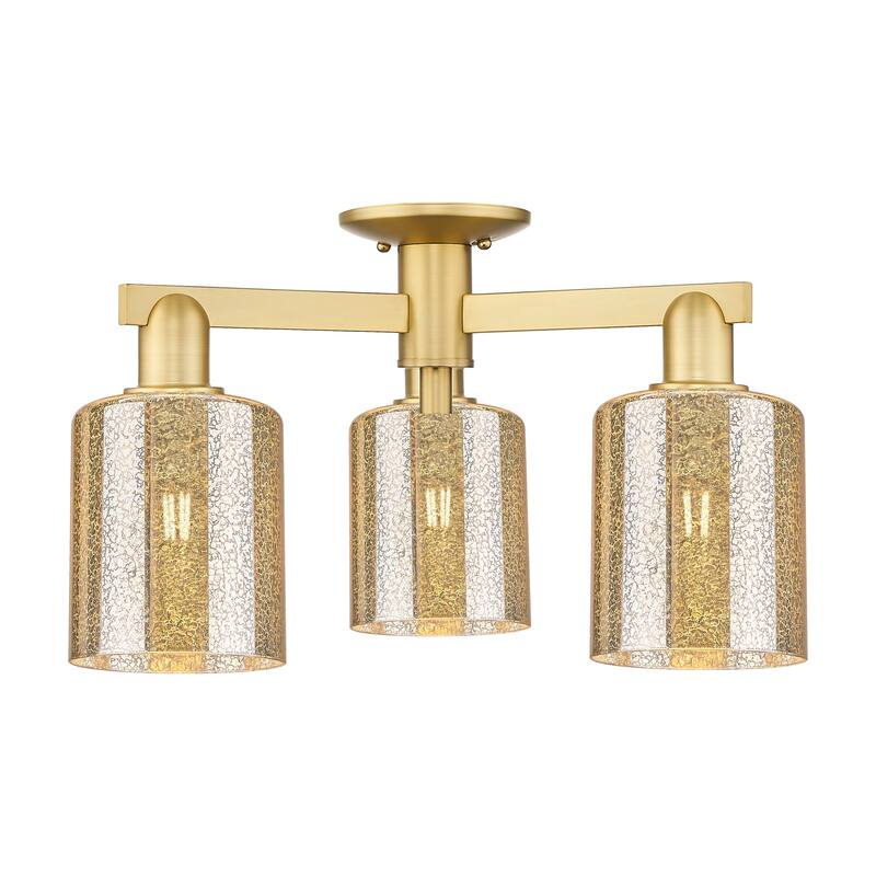 Innovations Lighting Endless Possibilities Arcadia - Cobbleskill - 3 Light 23" Semi-Flush Mount - Mercury/Satin Gold