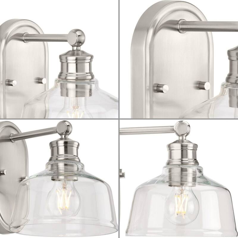 Singleton Collection 1-Light 7.62 in. Brushed Nickel Vanity Light with Clear Glass Shade - Small - Brushed Nickel - Small