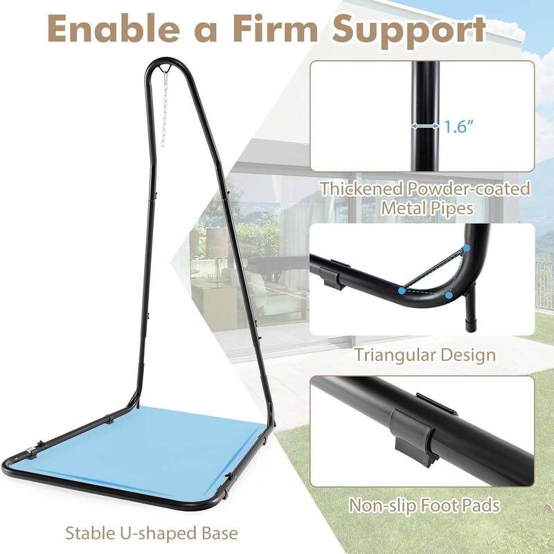 77"-93" Height Adjustable Patio Hanging Chair Stand with Metal Frame