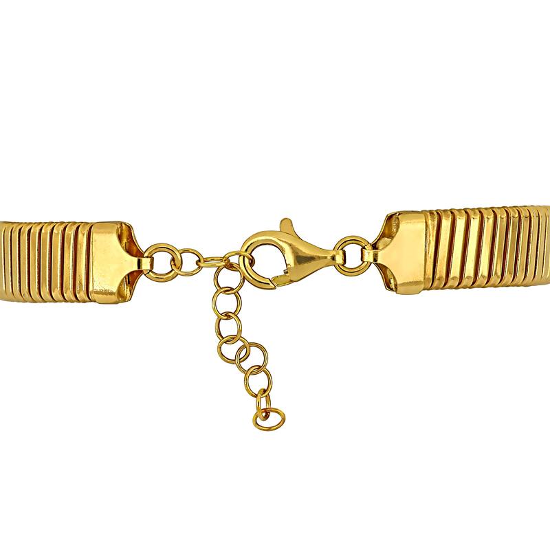 Miadora 1/2ct TGW Cubic Zirconia Omega Style Flower Bracelet in Yellow Silver-7 in+1.5 ext