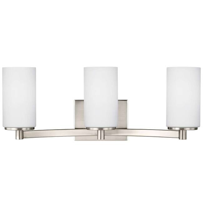 Bellevue Hamel 3 Light 21" Wide Vanity Light with Etched Glass Shade - Brushed Nickel