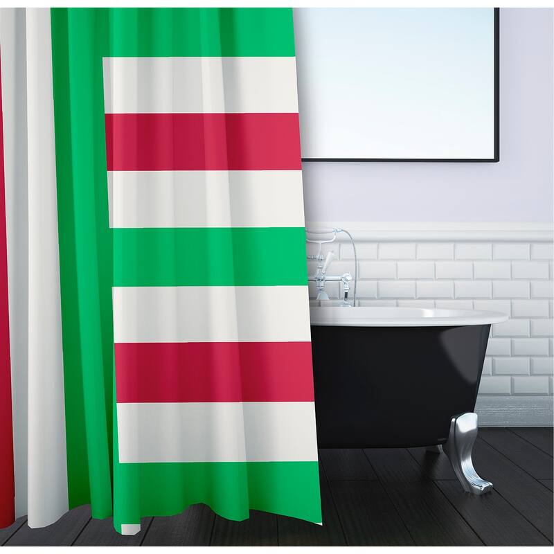 Christmas Stripes Shower Curtain