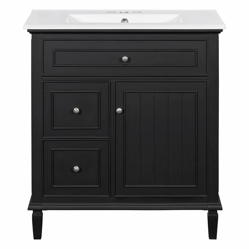 30 Inch Bathroom Vanity with Sink, Modern Vanity Cabinet with One Flip Drawer and Two Storage Drawers