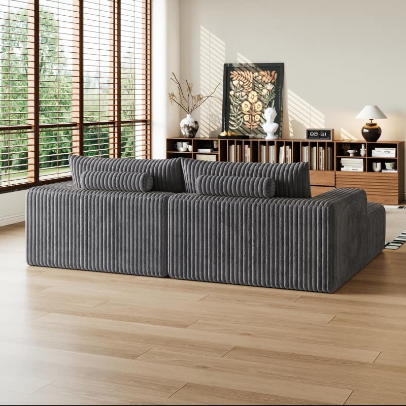 Roomfitters 102" Modern Sectional Lounge Chaise, Cloud Plush Loveseat Sleeper Sofa Bed, No Assembly Recliner Couch