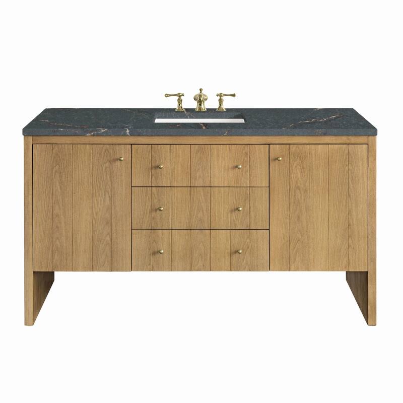 James Martin Vanities 435-V60S-3PBL Hudson 60" Single Basin Wood - Light Natural Oak - Oak Finish