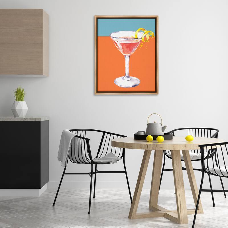 Stupell Cocktail on Blocked Hues Framed Floater Canvas Wall Art Design By Susan Jill