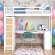 preview thumbnail 1 of 16, Twin Size Multi-function Loft Bed With Ladder,Shelves and Desk,Solid Construction White