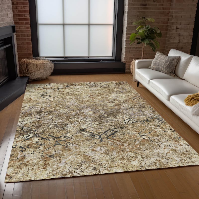 Machine Washable Indoor/ Outdoor Chantille Distressed Diamonds Rug