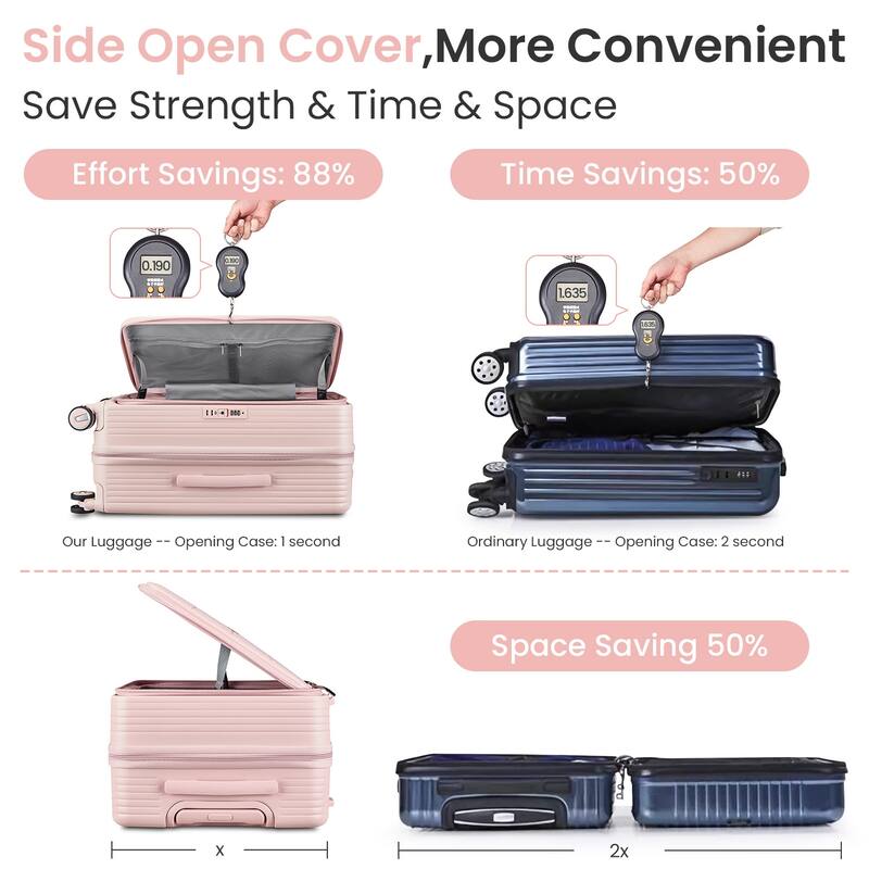 Luggage Sets 3 Piece(20/24/28), Expandable Carry On Luggage with TSA Lock Airline Approved, with Front Pocket