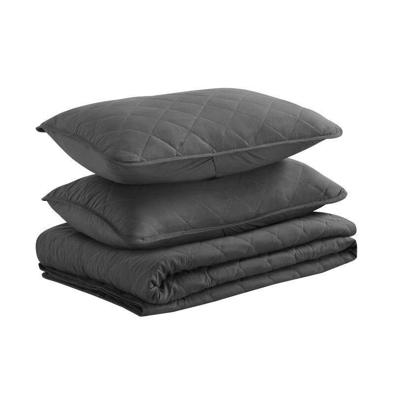 Modern Ultra Soft Microfiber Traditional Diamond Quilting Coverlet Quilt Set