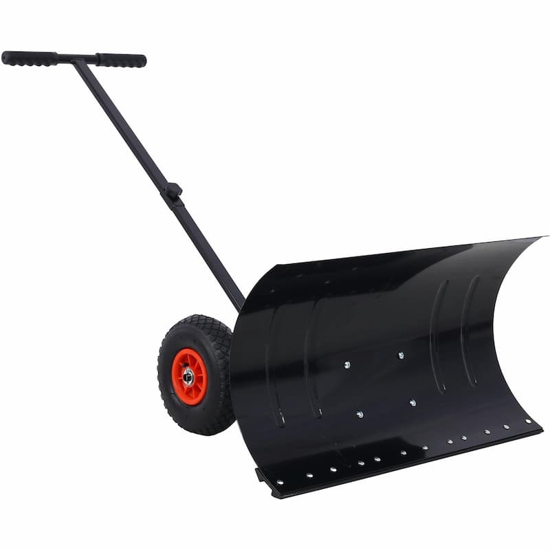 Wheeled Snow Shovel,Effortless Snow Removal with Adjustable Handle and Cushioned Comfort - 29" W x 16.5" H