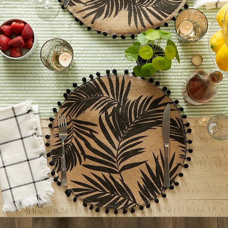 DII Block Print On Natural Round Jute Placemat (Set of 6)