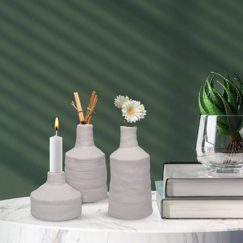Set of 3 Vintage White Ceramic Candle Holders
