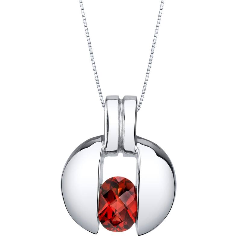 1 ct Garnet Pendant in Sterling Silver