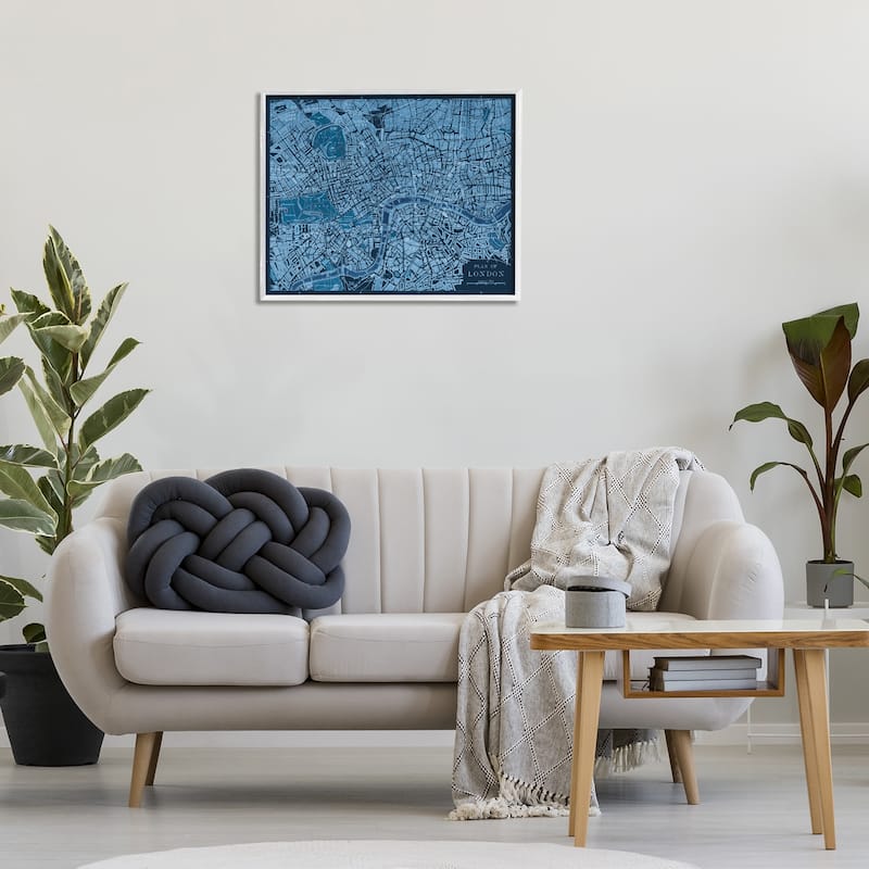 Stupell Blue Detailed London Map Framed Giclee Art Design By Phillipa Katz