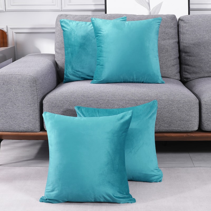 Deconovo Velvet Throw Pillow Covers 4 PCS (Cover Only) - 26x26 Inch - Teal