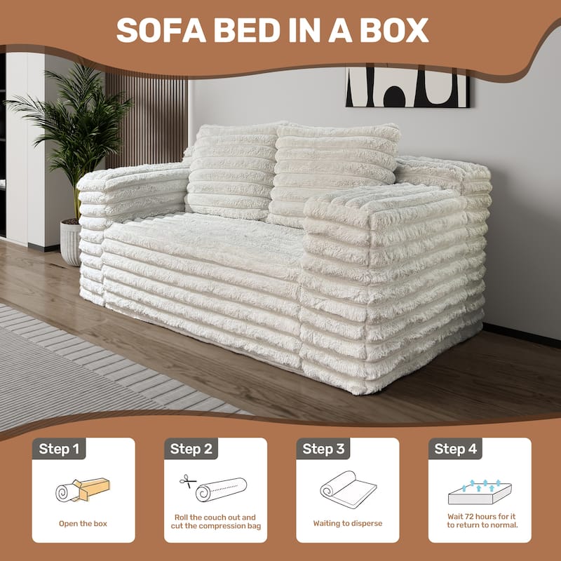 Boneless Bean Bag Sofa Loveseat with Square Armrests, 2-Seater Sofa Couch Lounge Sofa for Bedroom Apartment
