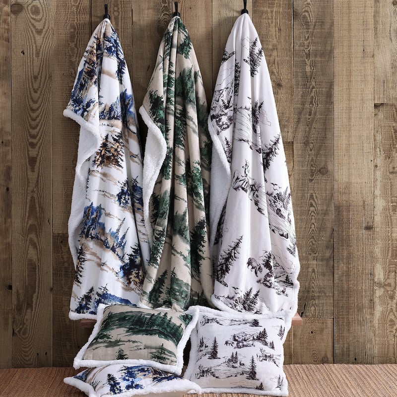 Indigo Hill by HiEnd Accents Campfire Sherpa Fleece Throw, 1PC or 3PC