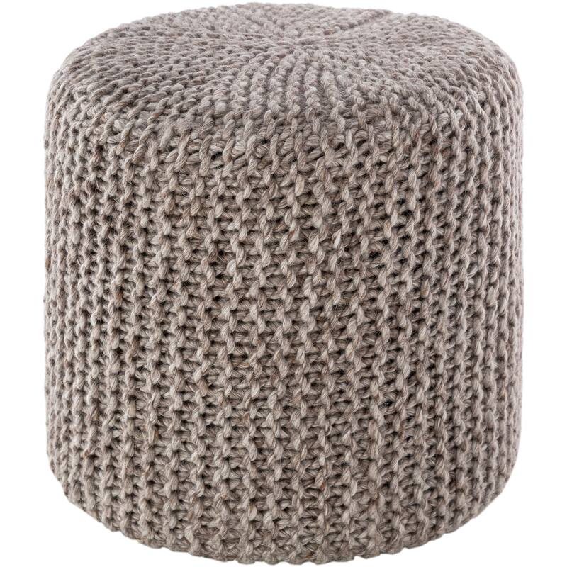Athina Modern Knitted Wool 18-inch Cylinder Pouf - Camel