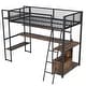 preview thumbnail 30 of 28, Metal Loft Bed Twin Size Bed Frame with Long Desk and Several Storage Shelves Under the Bed, Controllable LED & Charging Station