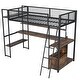 preview thumbnail 15 of 28, Twin Size Metal Gaming Loft Bed with Built-in Work Station & Storage Shelves, Space-Saving Bed Frame w/LED & Charging Station