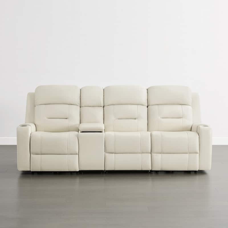 Spruce & Spring Genuine Leather Power Reclining Sofa with Wireless Charging