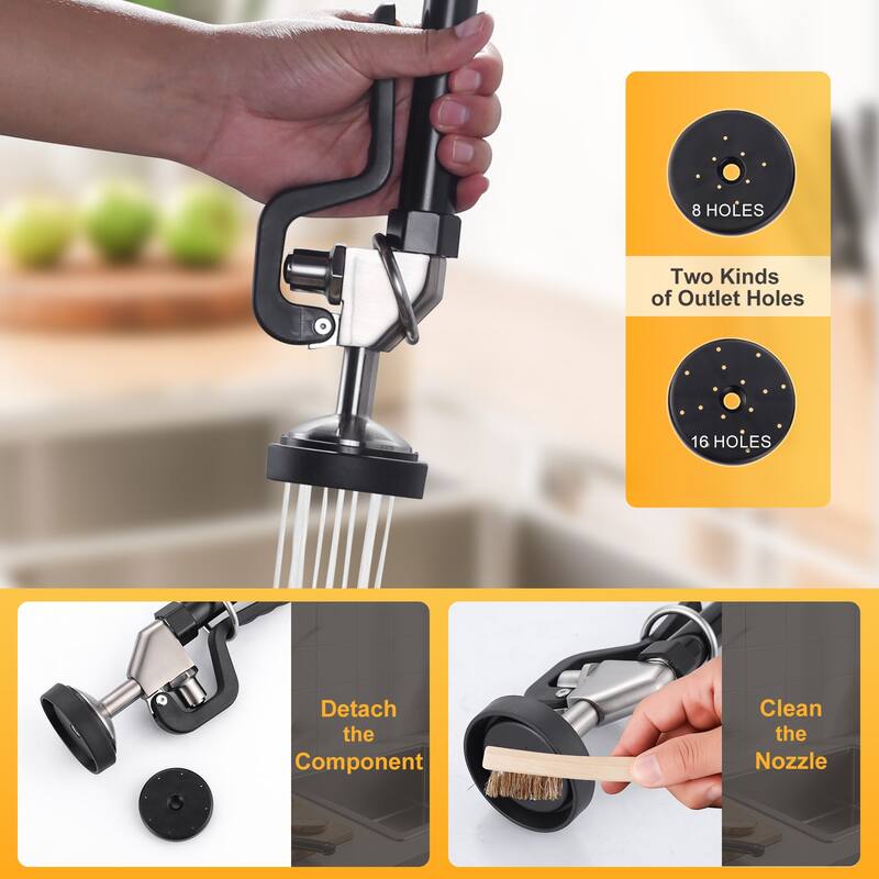 WOWOW Pull Down Sprayer Commeicial Faucet with Pre-Rinse Sprayer