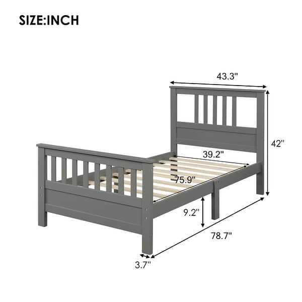 dimension image slide 0 of 3, Wood Platform Bed with Headboard and Footboard