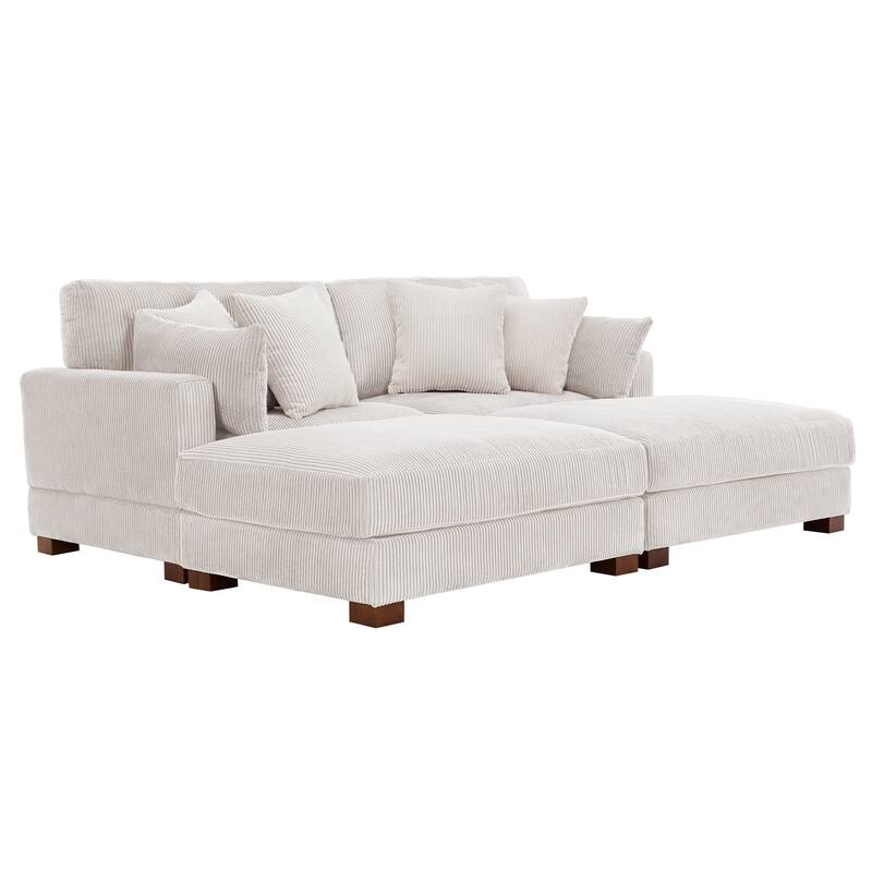 Corduroy Modular Sectional Sofa Deep Seat Corner Sofas & Ottomans