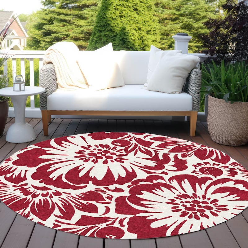 Machine Washable Indoor/ Outdoor Whimsy Floral Chantille Rug